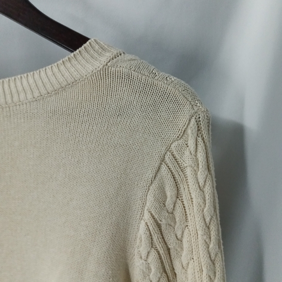 H&M Cable Knit Layering Fisherman Sweater Light Beige Size Medium - Picture 5 of 7